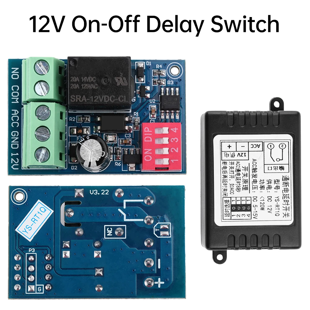 12V Delay Relay Delay Turn On /  Turn Off Switch Module With Timer Car Modification Single Chip Control Time Period Optional