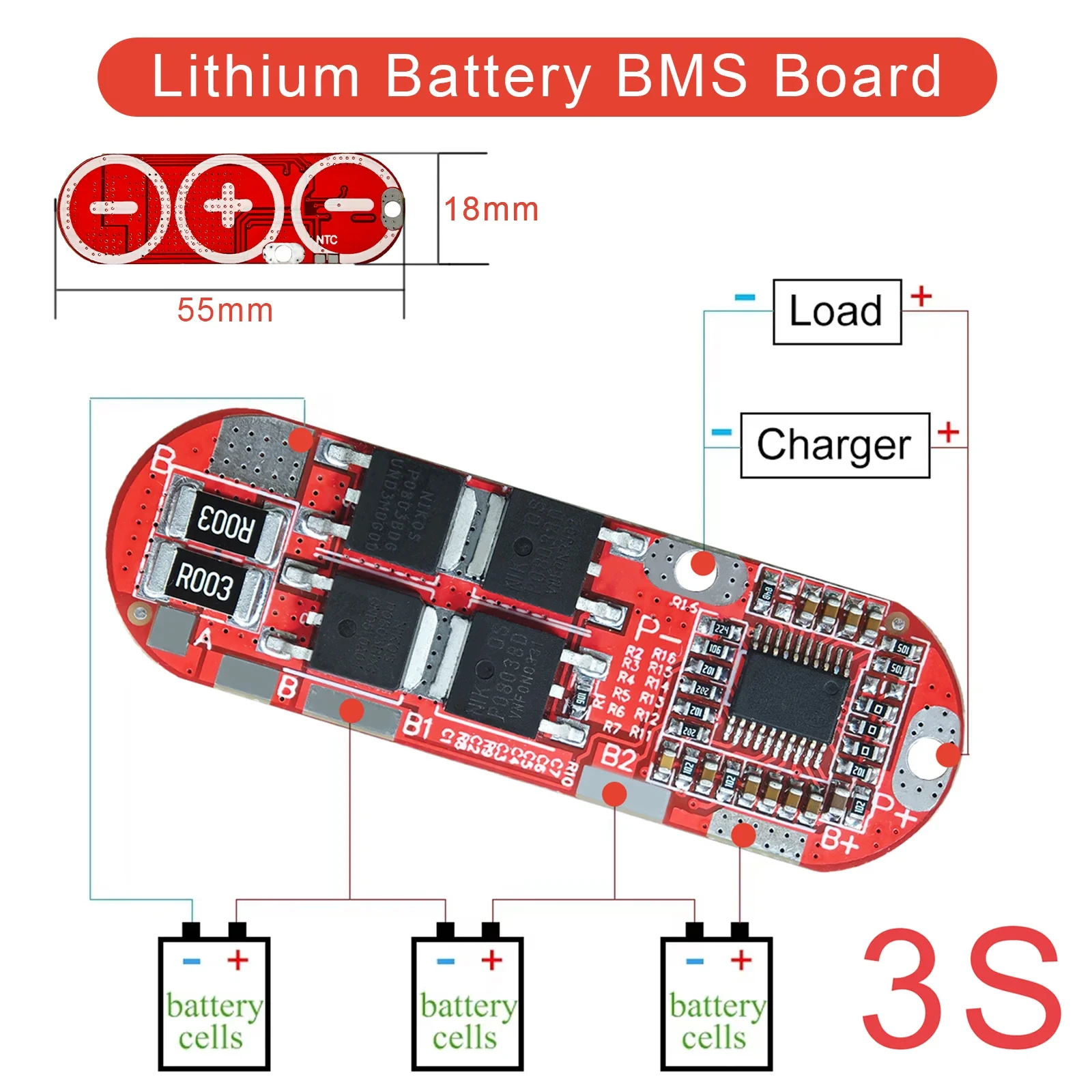BMS 1S 2S 10A 3S 4S 5S 25A Lithium-Batterie-Schutzplatine 18650 Li-Ion Lipo Ladegerät Überladung Überentladung Kurzschluss PCB – Detail 12