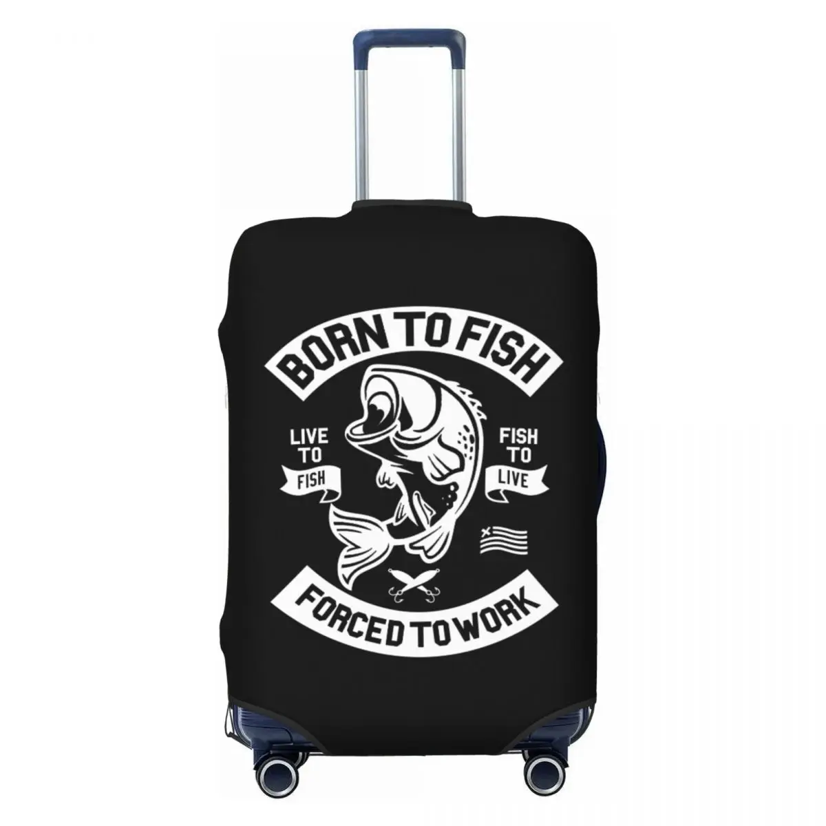 

Custom Born To Fish Forced To Work Travel Luggage Cover Dust Proof Fisherman Fishing Suitcase Cover Protector Fit 18-32 Inch