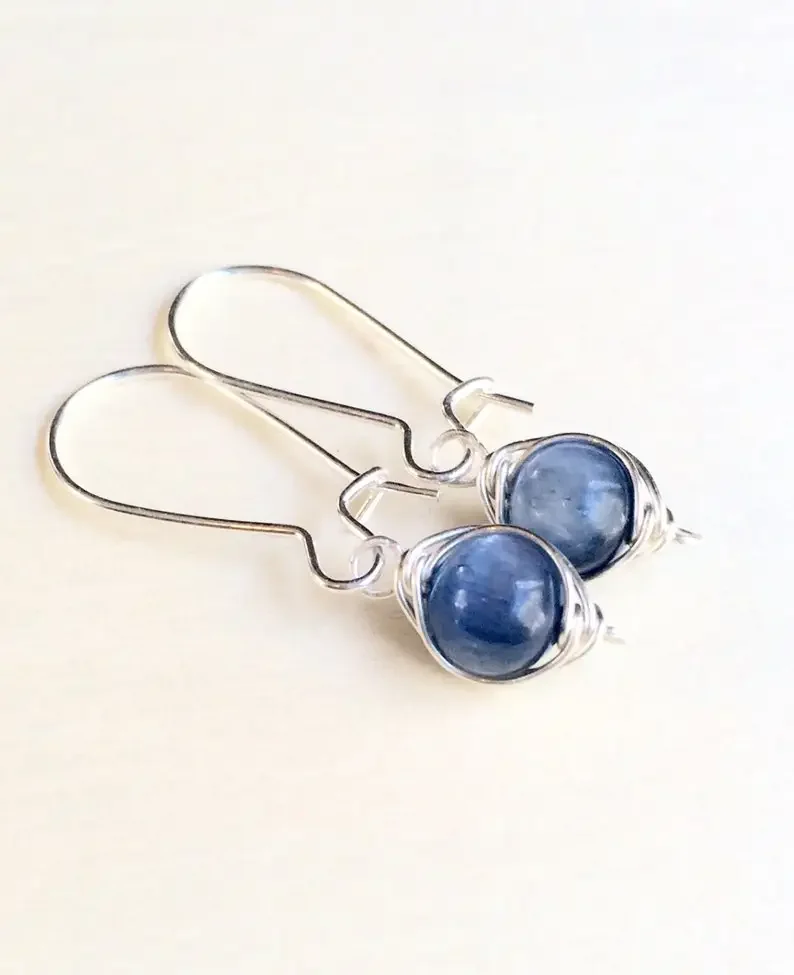 Stunning Kyanite Earrings in a Beautiful Blue Shade with Silver Plated Finish