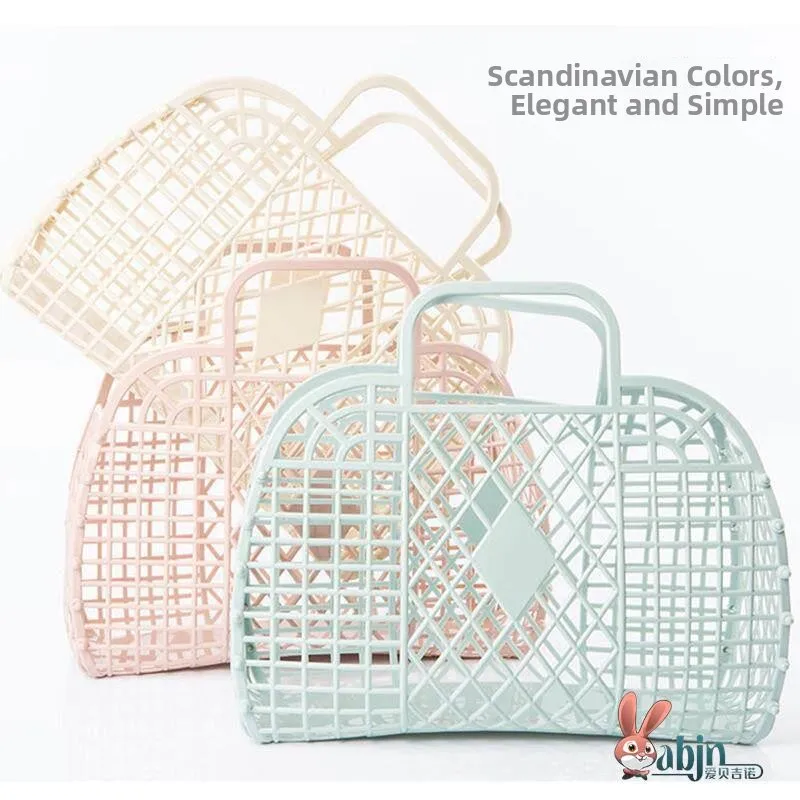 Bathroom Plastic Storage Basket Handheld Shower Basket Hollow out Design Wash Basket Bath Basket Organizer Toilet Paper Holder