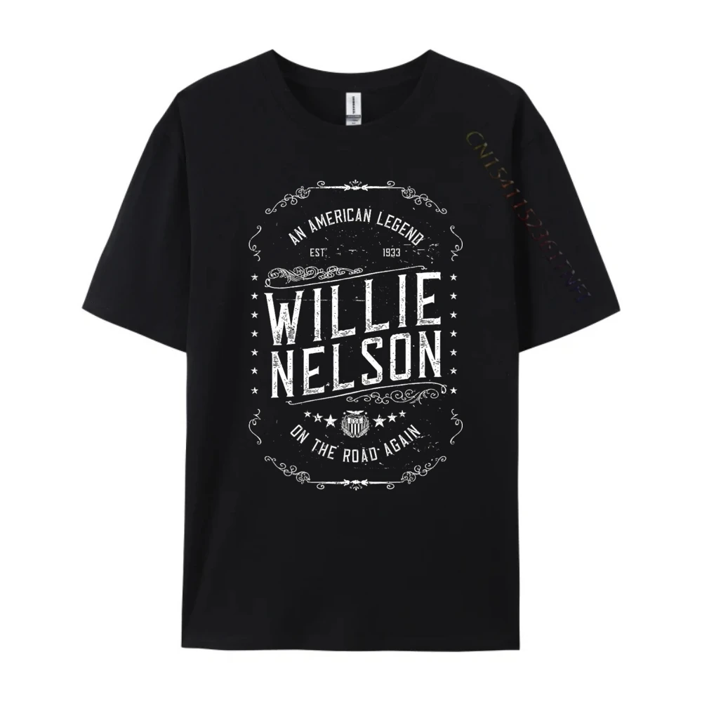 تي شيرت رسمي من Willie Nelson American Legend مصنوع من القطن برسومات ملابس رجالية فاخرة بأكمام قصيرة #2
