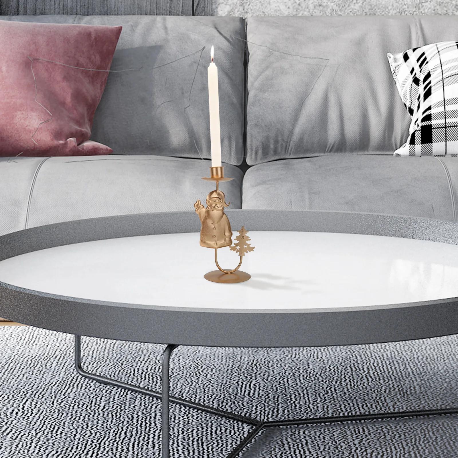 

2pcs Retro Christmas Holder Metal Candlestick Golden Lightweight Festive Decoration Iron Stand For Holiday Home