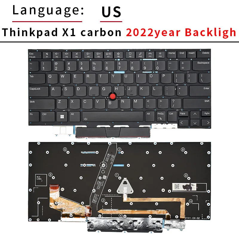 US/RU Keyboard For Lenovo ThinkPad X1 Carbon Gen2/3/4/5/6/7/8/9/10
