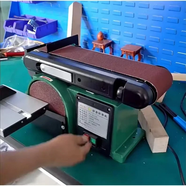 6 Inch Combination Belt and Disc Sander 150mm Benchtop Grinding Polishing Machine for Wood Metal Sanding Workstation