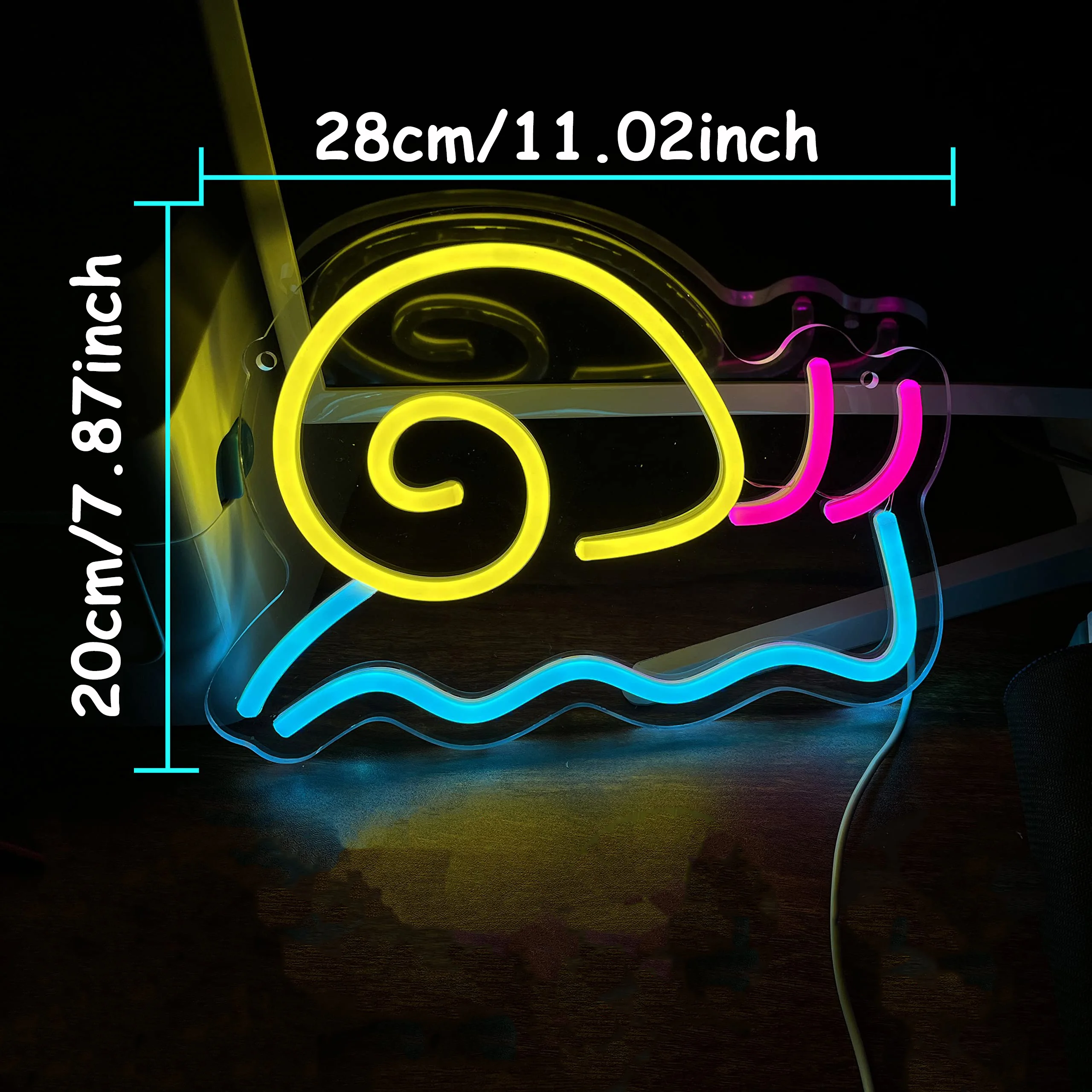 Snail LED Neon - Transparent Acrylic Design, USB Powered Dimmable LED Neon, Fit for Game Rooms, Men's Cave, Party Wall Art
