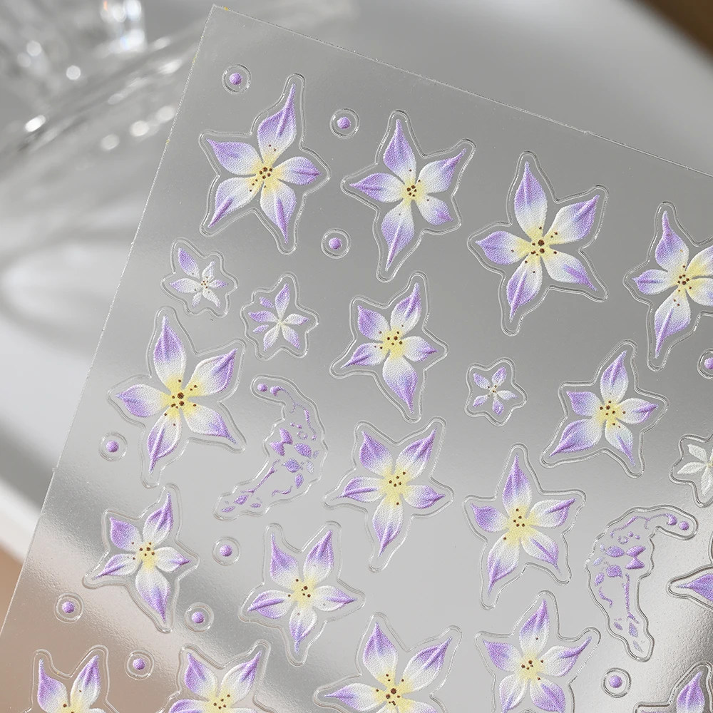 1 個 5D ユリの花ネイルステッカー春夏ゼリー花自己粘着デカールネイルアート装飾甘いマニキュアアクセサリー