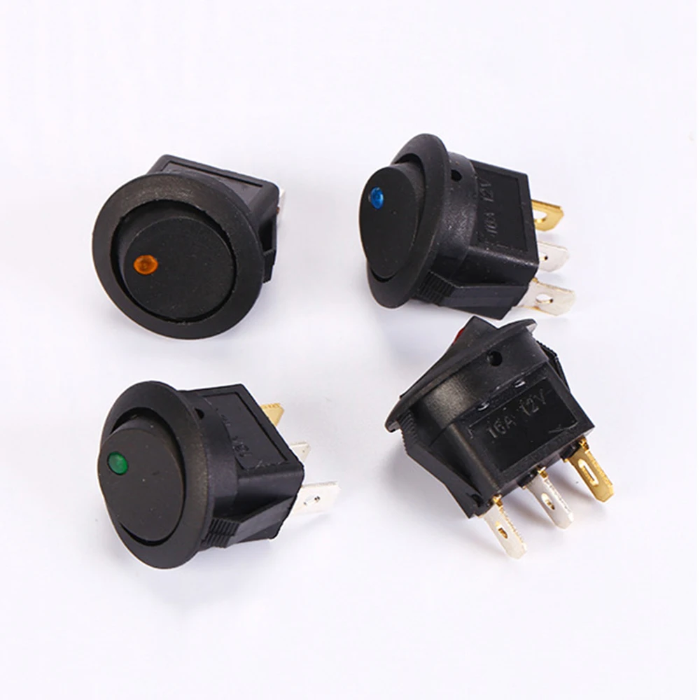 5PCS CAT-EYE 3 PIN Rocker Dot Boat Waterproof LED Light Toggle Switch SPST ON/OFF 24V 20A DC 4 Colors