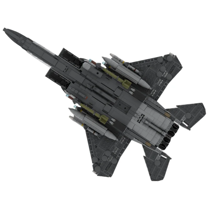 MOC Building Blocks Twin Tail Dual Engine Combat Jet Aircraft Detailed Realistic DIY Assembly Brick Set Desktop Scene Ornament