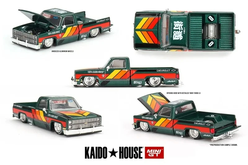 

1:64 Silverado KAIDO WORKS V3 зеленый/M3 Kaido GT V2 фиолетовый литой под давлением коллекционная модель автомобиля