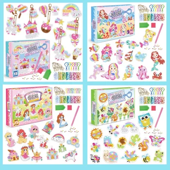 Çocuk Karikatür Prenses Sihirli Mücevher - Korsan Elmas Boyama - Küçük Canavar Çocuk Seti - El Yapımı DIY Anahtarlık Çıkartma