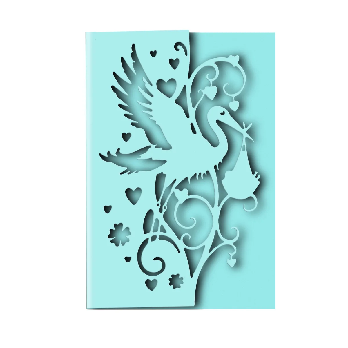 Craft Metal Cutting Dies Cut Die Mold Postcard Border Edge Decoration Stork Deliver Baby Pattern Scrapbook Paper Punch Stencils