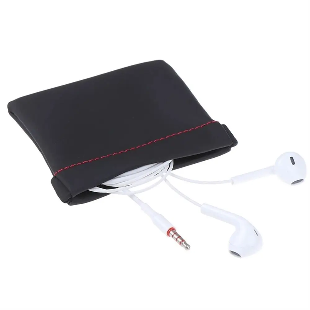 

For Cable Automatic Closing PU Leather Coin Purse Earbuds Pouch Headphone Case USB Cable Organizer Earphone Storage Bag