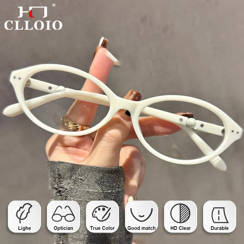 CLLOIO シンプルクラシックオーバルデザイン近視処方メガネ女性オーバーサイズフレーム抗ブルーレイ累進老眼鏡