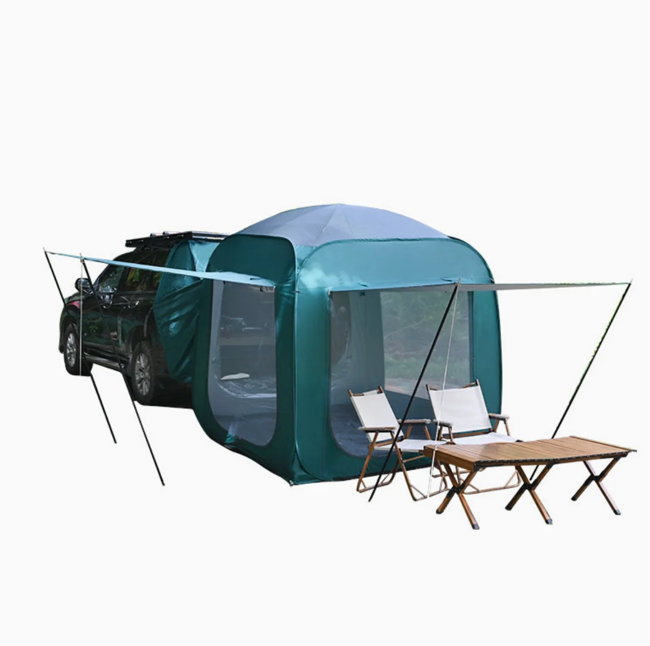 

Rear Car Tent Outdoor Camping Gear for 3-4 People Quick-Open Roof Extension Mongolian-Style Tent Rainproof Folding Tent