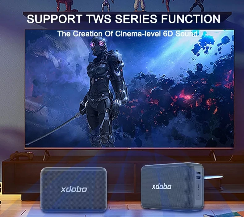 XDOBO X8 PRO 120 واط مكبر صوت فائق القوة مقاوم للماء مع 2 ميكروفونات مضخم صوت يدعم TWS لاسلكي كاريوكي ستيريو مكبر صوت خارجي