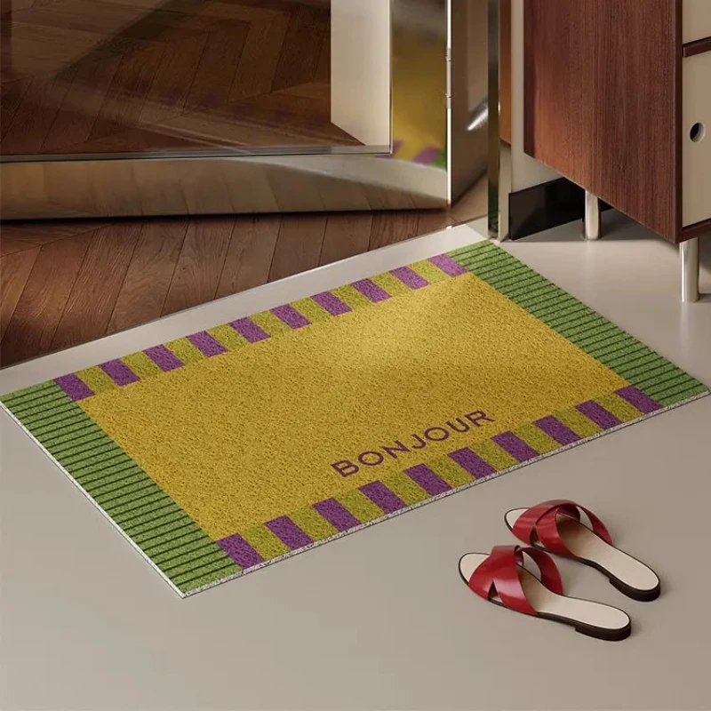 Nordic Entrance Door Mud-scraping Mat Cuttable Dirt-resistant and Dust-removing Silk Ring Door Mat for Living Room, Balcony 발매트