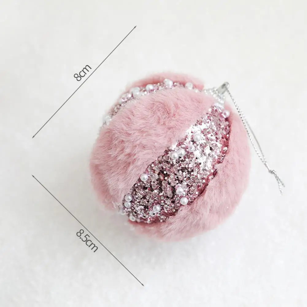 1/6Pcs Mini Pink Christmas Hanging Balls Ornaments Glitter Sequin Christmas Tree Mall Closet Decoration Hanging Balls