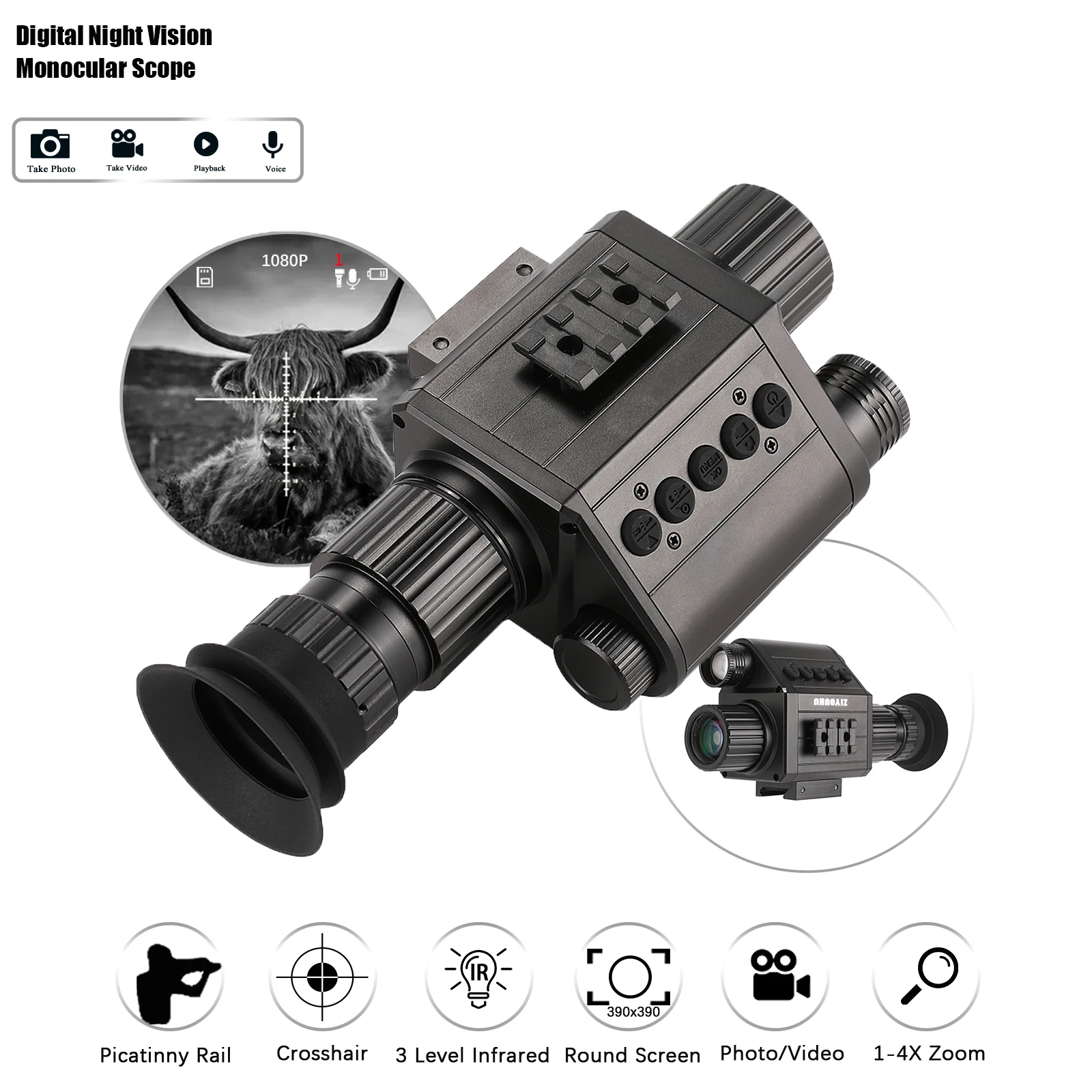 

M5 Digital Night Vision Scope Sight Infrared Monocular 1080P Video Photo Recording Crosshair For Hunting Camera Monocular