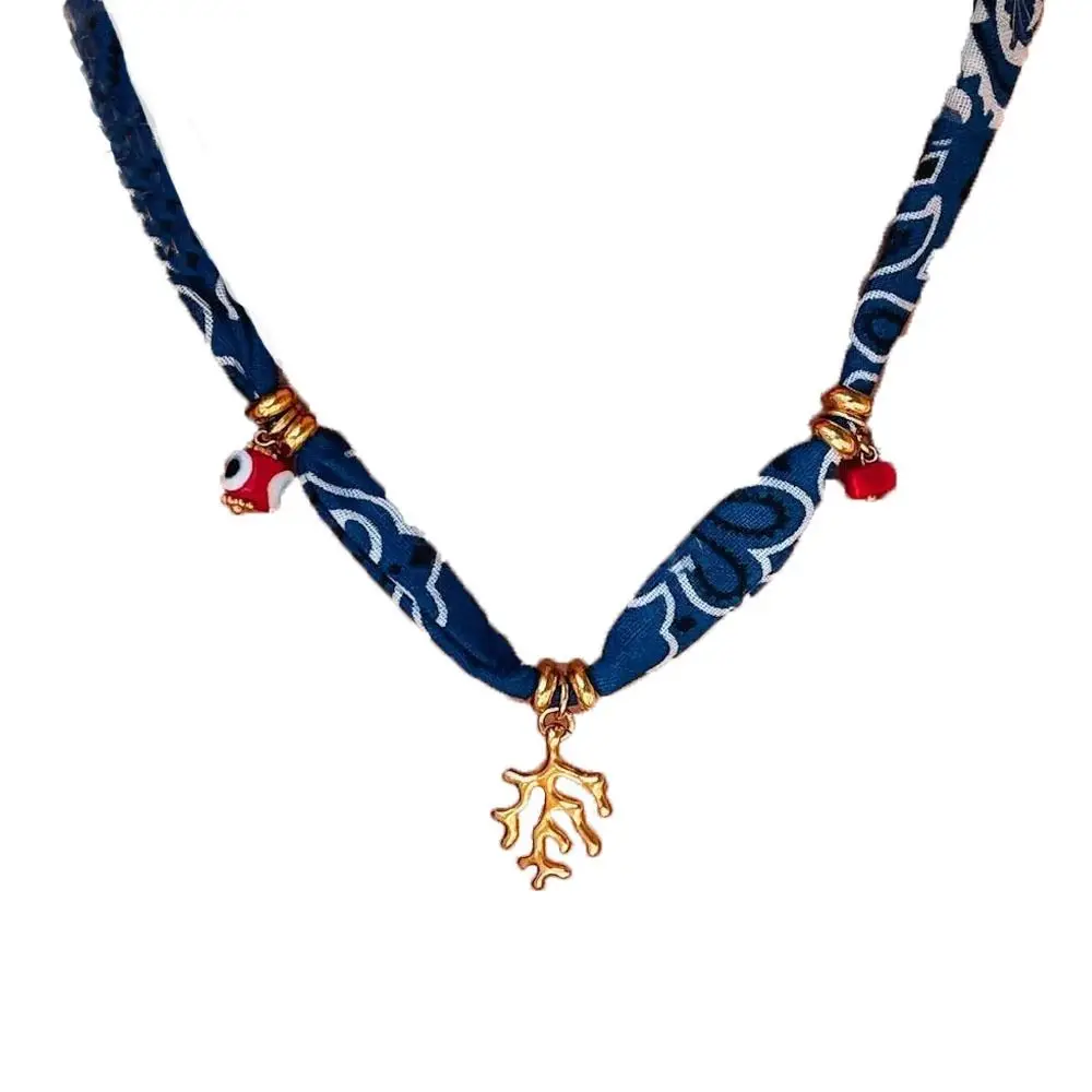 جديد البوهيمي الأسماك المرجان قلادة قلادة الفولاذ المقاوم للصدأ خمر مطرز قلادة الشاطئ المجوهرات #4