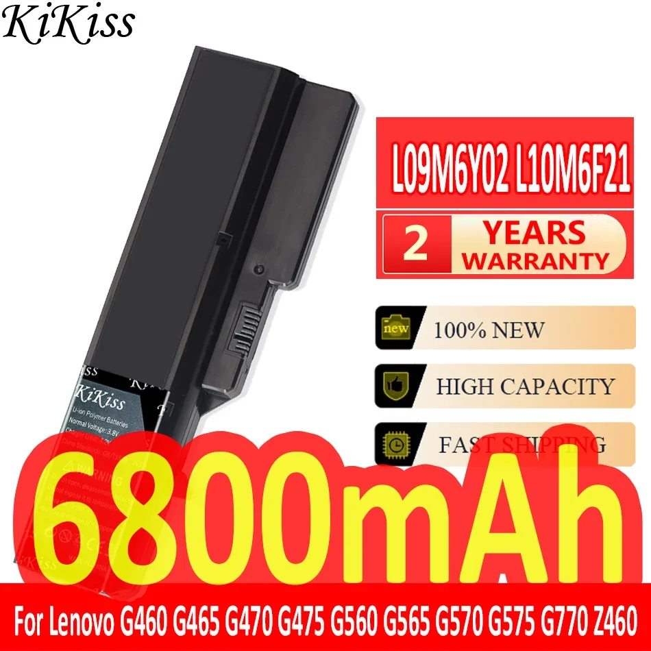 KiKiss Powerful Battery L09M6Y02 L10M6F21 L09S6Y02 L09L6Y02 6800mAh for Lenovo G460 G465 G470 G475 G560 G565 G570 G575 G770 Z460