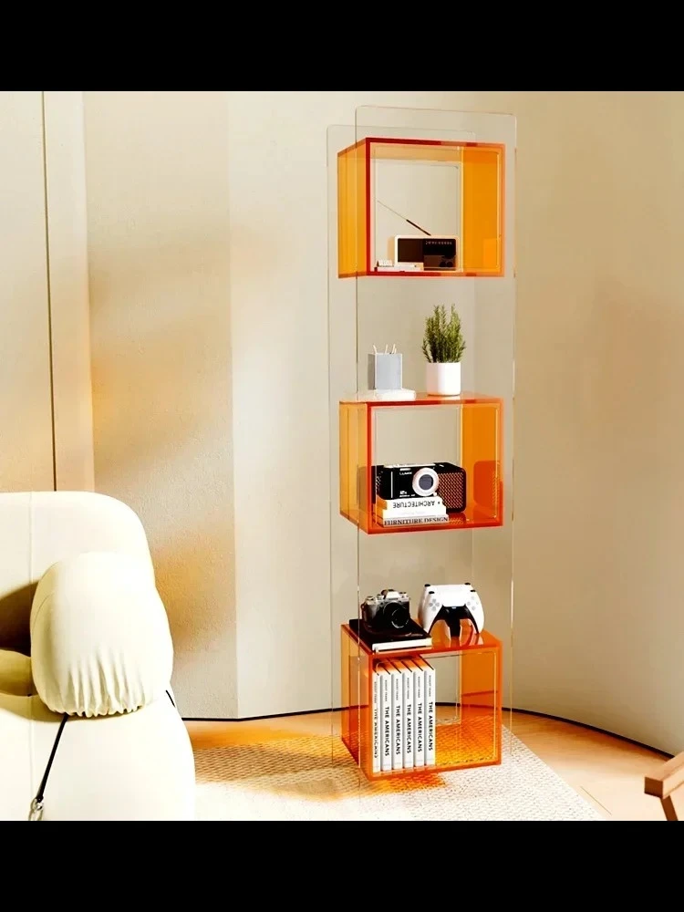 

S Customized Light Luxury and Simplicity Acrylic Bookcase Multi-Layer Floor Wall Storage Display Cabinet Living Room Bookcase