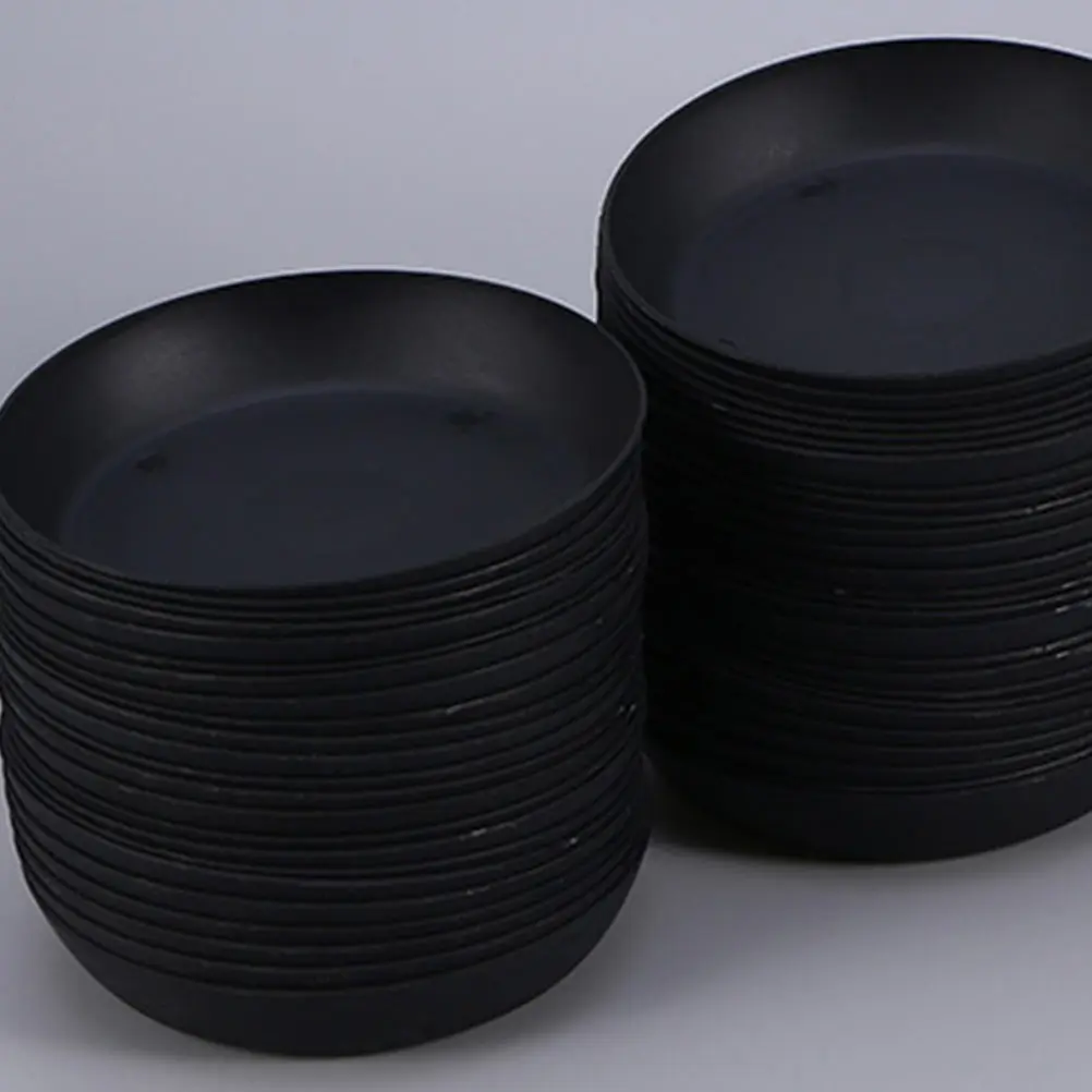 

15pcs Plant Pot Trays Durable Plastic Flowerpot Saucer Round Black Storage Tray Circular Base Gardening Supply