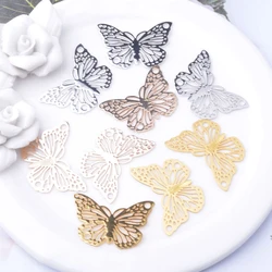 10pcs  Yellow Gold Color Butterfly Charms Connector Brass Butterflies Pendant Jewelry DIY Handmade