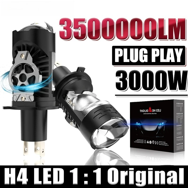 

H4/9003/HB2 LED Headlight Bulb Projector Lens Canbus Super Bright LED 3000W 3500000LM 6000K Hi/Low Light Apply to Car&Motorcycle