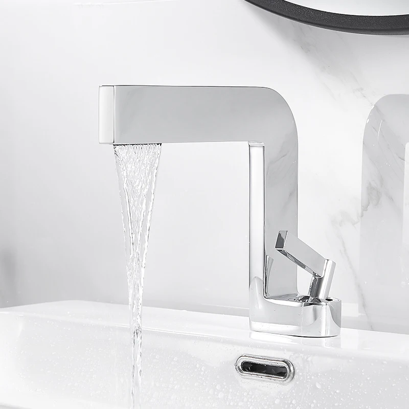 

White Bathroom Basin Faucet Creative Design Brass Single Handle Single Hole Sink Faucet Crane Cold and Hot Black/Chrome/Nickel