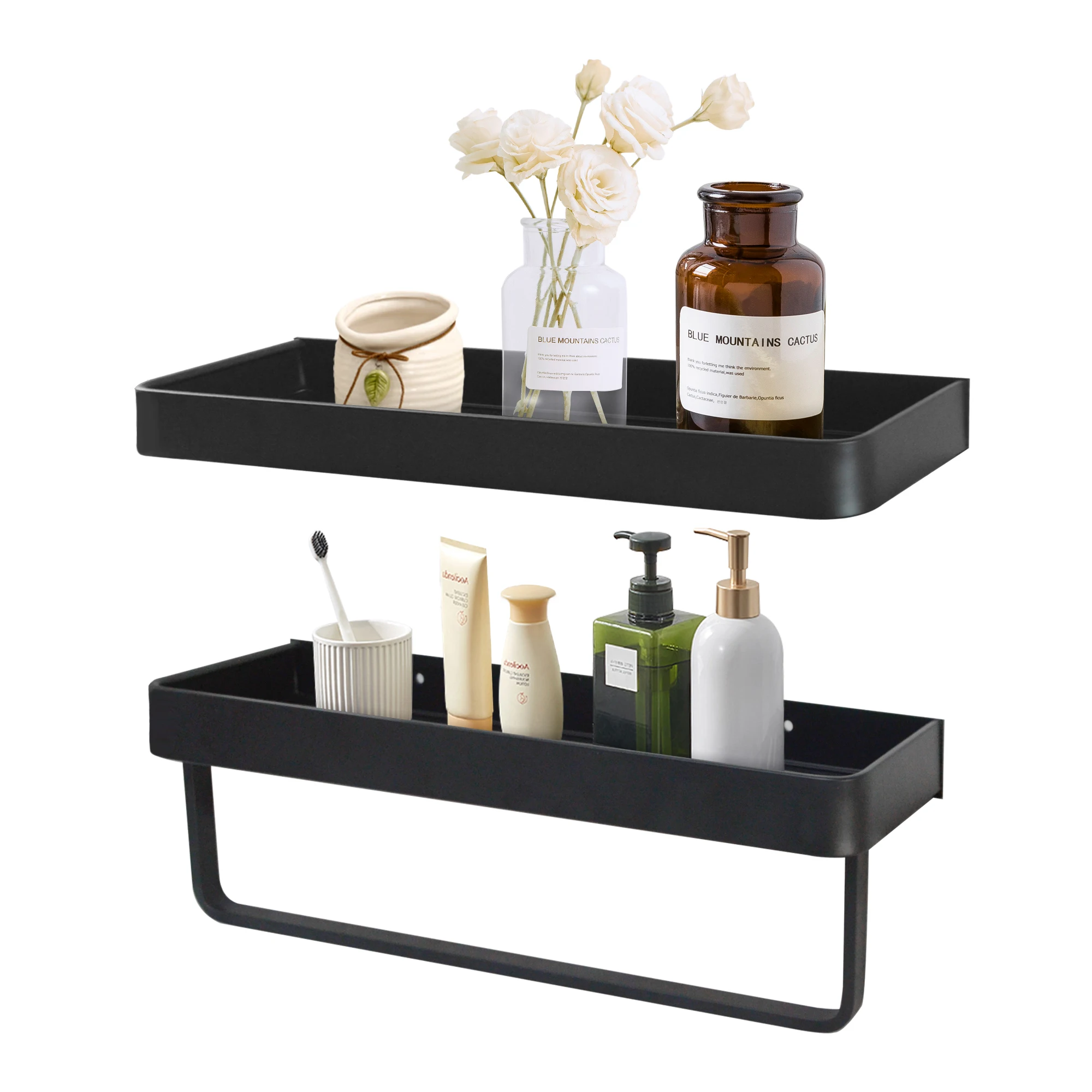 Bathroom Shelf Aluminum Alloy Shampoo Storage Rack Without Drilling Wall Mounted Shower Corner Shelves Bathroom Accessories