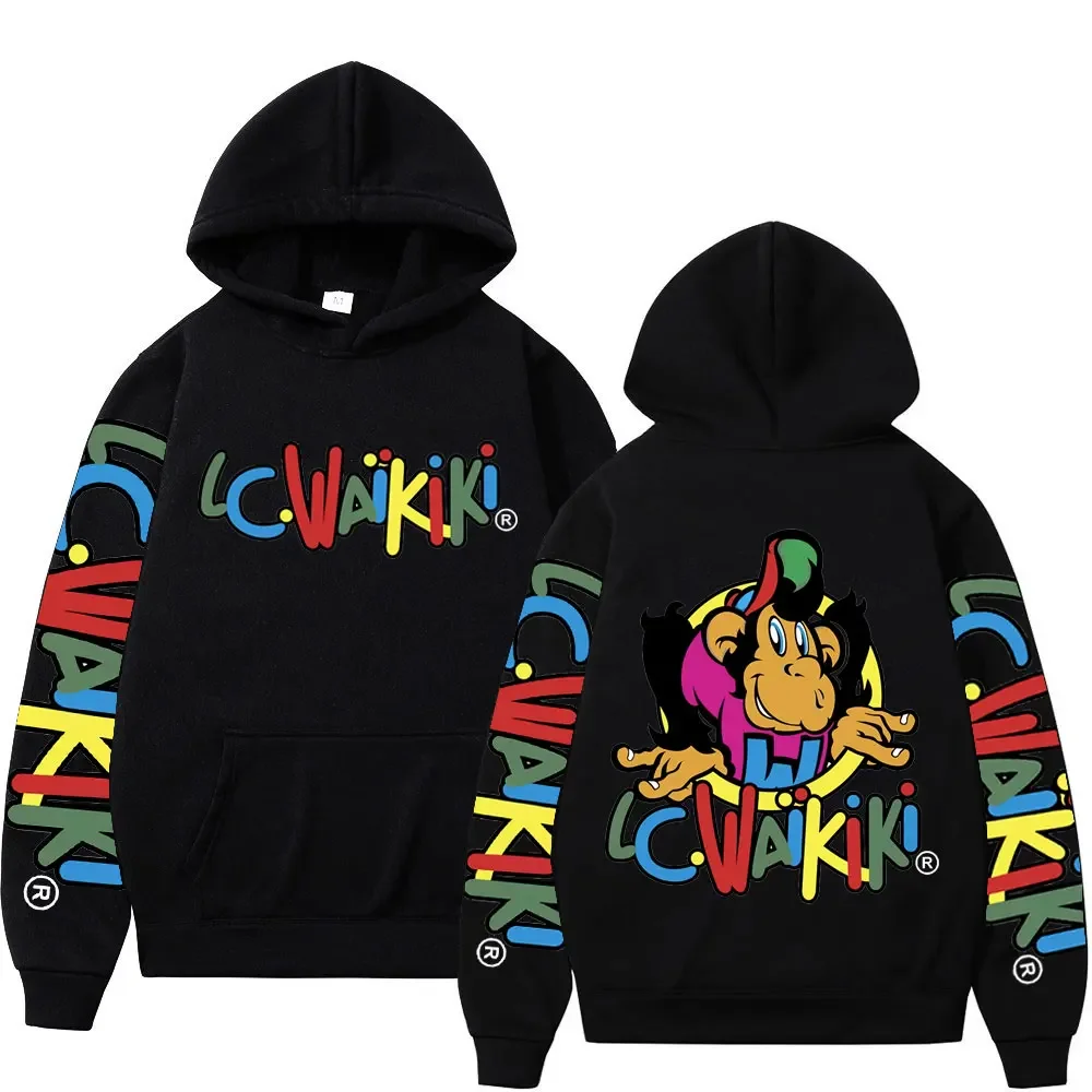 Limited Edition Lc Waikiki Monkey Print Hoodie Men Women Fashion Aesthetics Sweatshirts Autumn Winter Street Trend Loose Hoodies