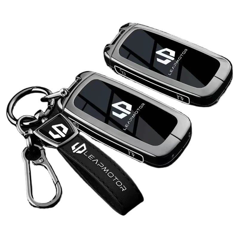 Zinc Alloy Car Key Case Cover Shell Protector Fob Holder for Leapmotor D19 2026 NFC Card Key Accessories Keychain