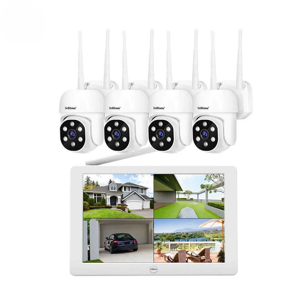 

NVS009-4CH-IPC030 New Wireless Wifi Security Cameras De Seguridad 4 Channel NVR 10.1 Inch LCD CCTV Camera System Kit