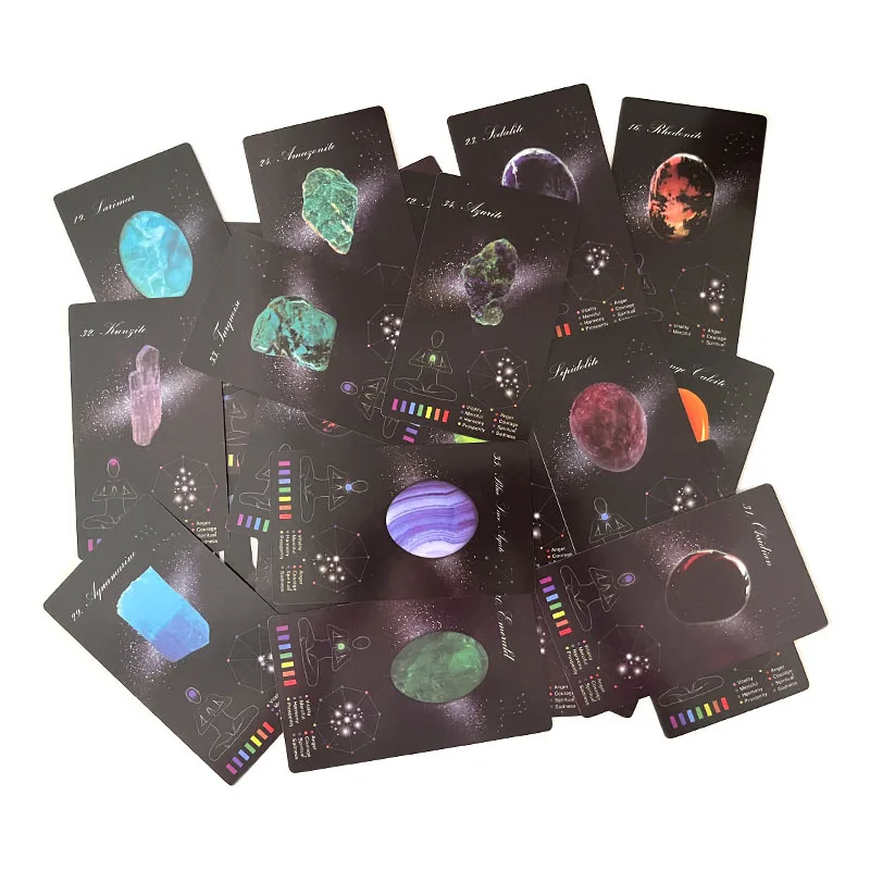 12X7cm Planet Crystal Energy Tarot Cards 60pcs Oracle Tarot Cards for Beginners Fate Divination Tarot Deck Party Game Card