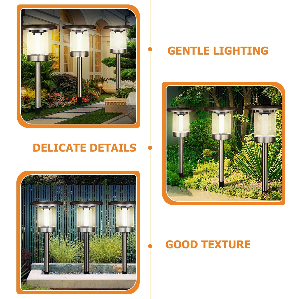 

Solar Outdoor Lights Stainless Steel Lawn Light Path Driveway Yard Garden Decor High Brightness Gentle Lighting Polycrystalline