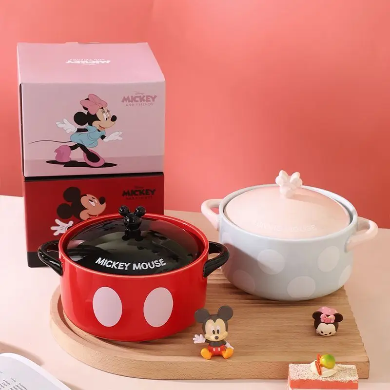 Disney Cartoon Animation Peripheral Kawaii Mickey Minnie Ceramic Covered Cute Student Girl Heart Couple Home Noodle Bowl Gift