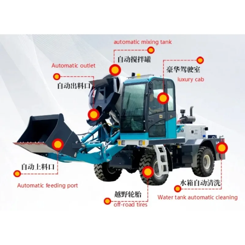 YG Mobile Self-loading Concrete Mixer Durable Automatic Feeding Concrete Mixer Truck Mobile Portable Cement Mortar Mixer