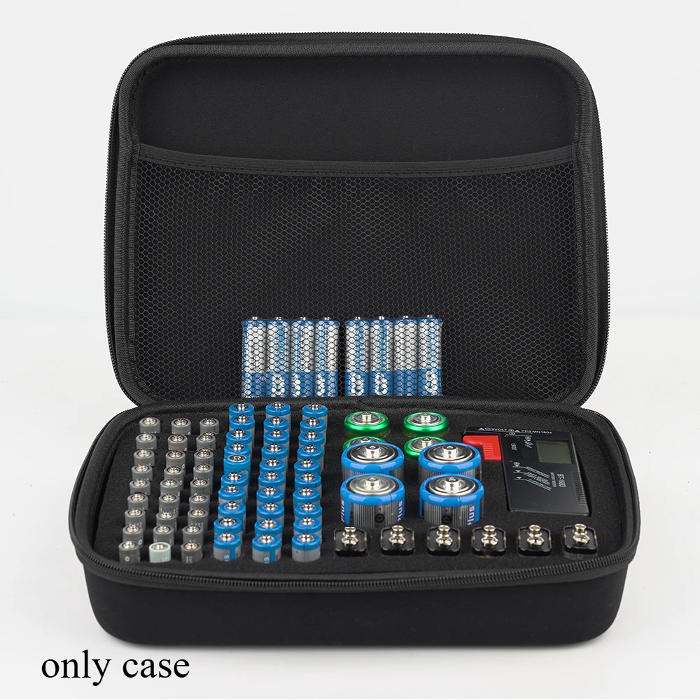 Hard Battery Organizer Storage Case, Battery Organizer Carrying Bag Holder Holds Batteries AA AAA C D - (only Box)