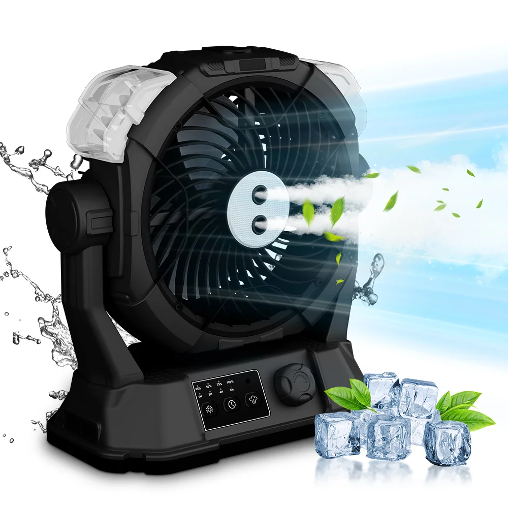 Tropical Rice Farm Anti-humidity Mist Fan, Rustproof Motor & Waterproof Power Bank for Farmhouse Cooling