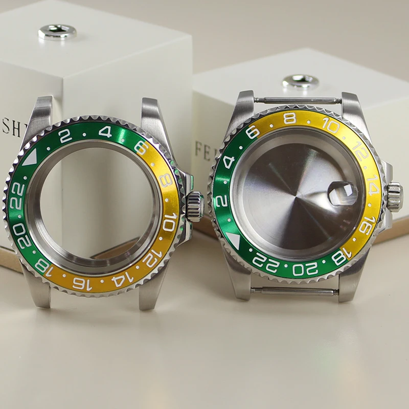 40mm Diving Watch Case NH35 Sapphire Glass For NH35 NH36 NH34 8215 Eta 2824 Movement 28.5mm Dial GMT Ceramic Bezel Design Style
