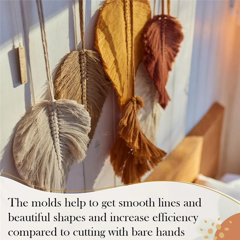 11 PCS Macrame Leaf Cutting Molds And Comb Sets, Wood-Leather Cutting Template, Fringe Stainless Steel Comb-AA26