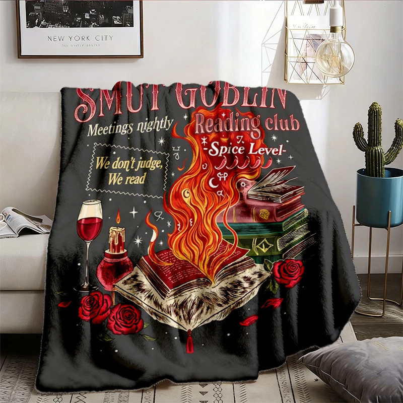 Smut Goblin Dark Romance Reading Club Flannel Blanket, Spicy Book Lover Gift, Bookish Flannel Throw