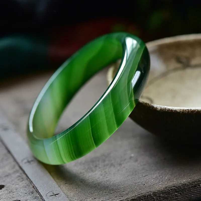 Natural Dark Green Agate Bracelet, Exquisite Retro Temperament Jade Bracelet