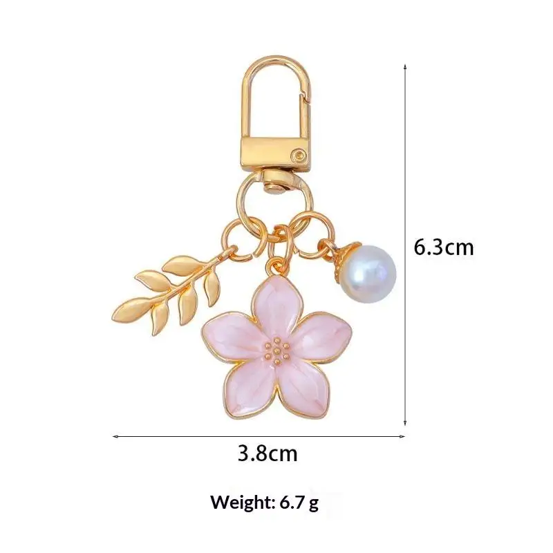 Romantic Flower Keychain Lucky Five Leaves 3D Hollow Flower Ball Key Rings For Girls Earphone Case Decor
