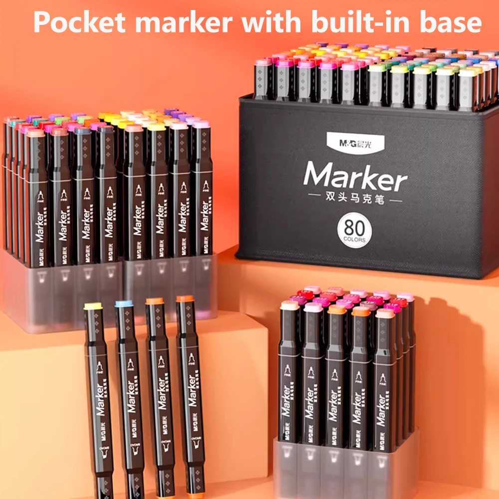 M&G 80 Colors Art Markers with Case Set Dual Alcohol Based Ink Markers for Coloring Sketching Drawing Gifts