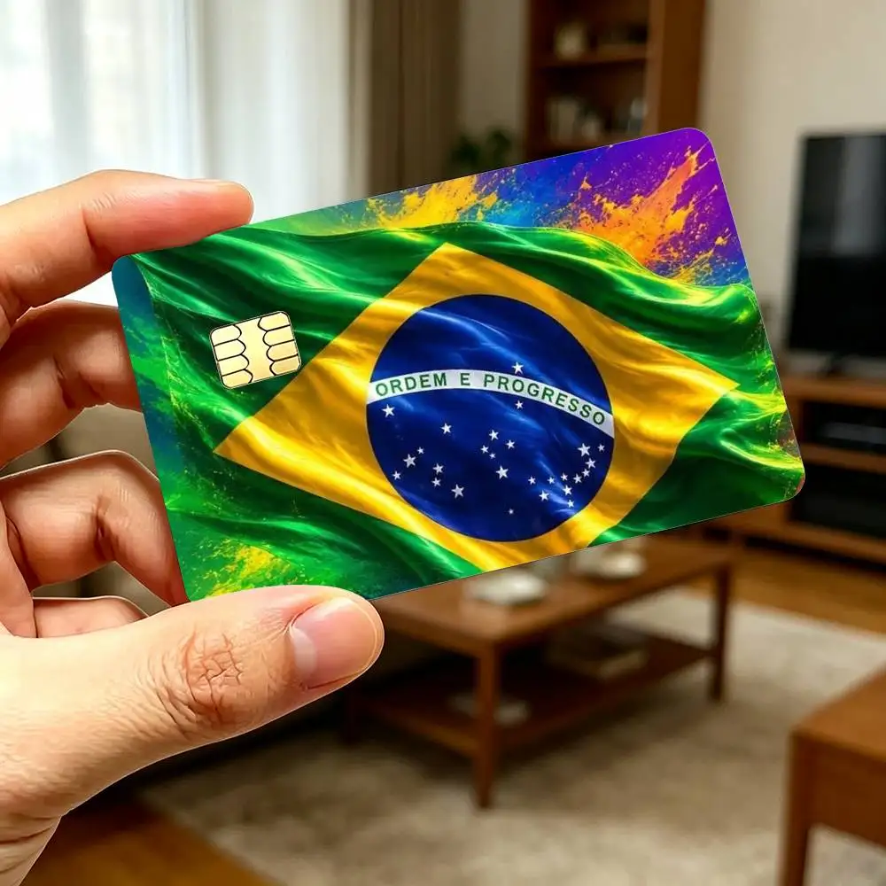 B-Brazil Brazilian Flag High‑Res Game Chip Decals Credit Card Mini Waterproof Vinyl Ornament Useful Gift