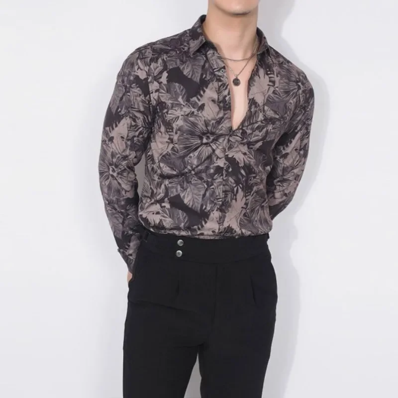 2024 KPOP Fashion Style Harajuku Slim Fit Ropa Hombre Loose Casual All Match Shirt Korean Style Pointed Collar Long Sleeve Blusa