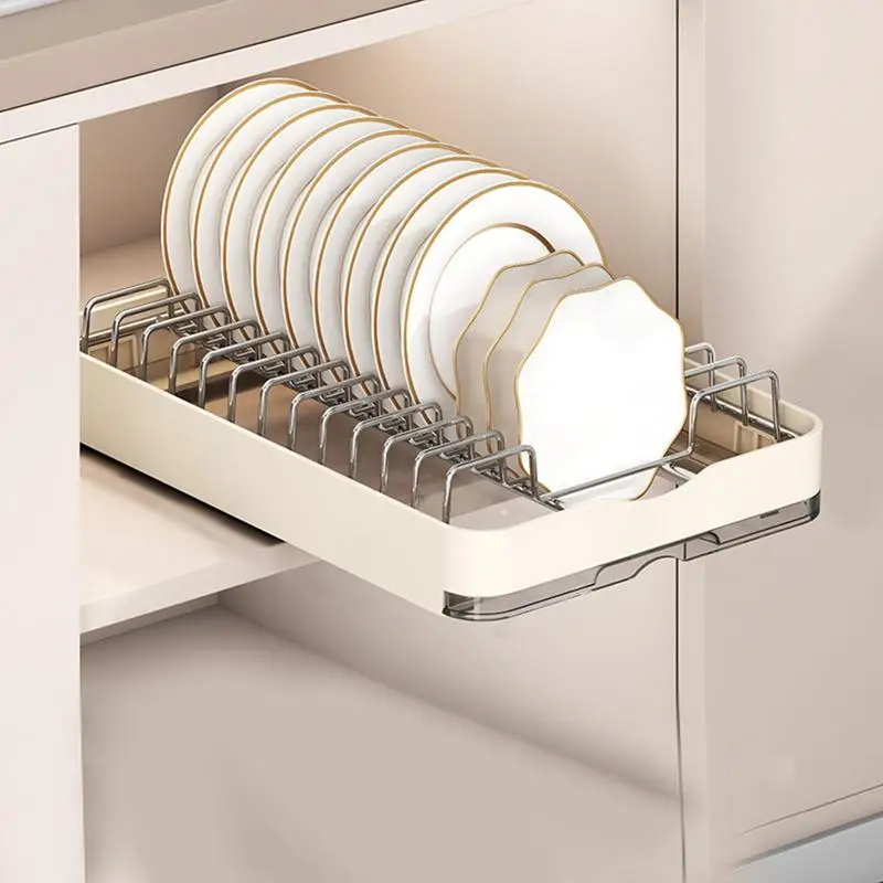 

Pull Out Cabinet Organizer Slide Out Dish Rack With Drainboard Drawer Organizer For Kitchen Bathroom Living Room Pantry Storage