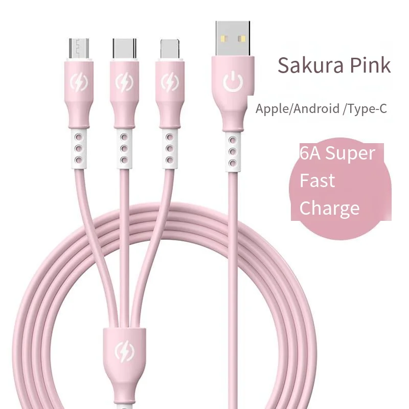 Applicable For Apple 15 Liquid 3 in 1 Data Cable Type-c Four Core Indicator For Huawei Super Fast Charging Wire